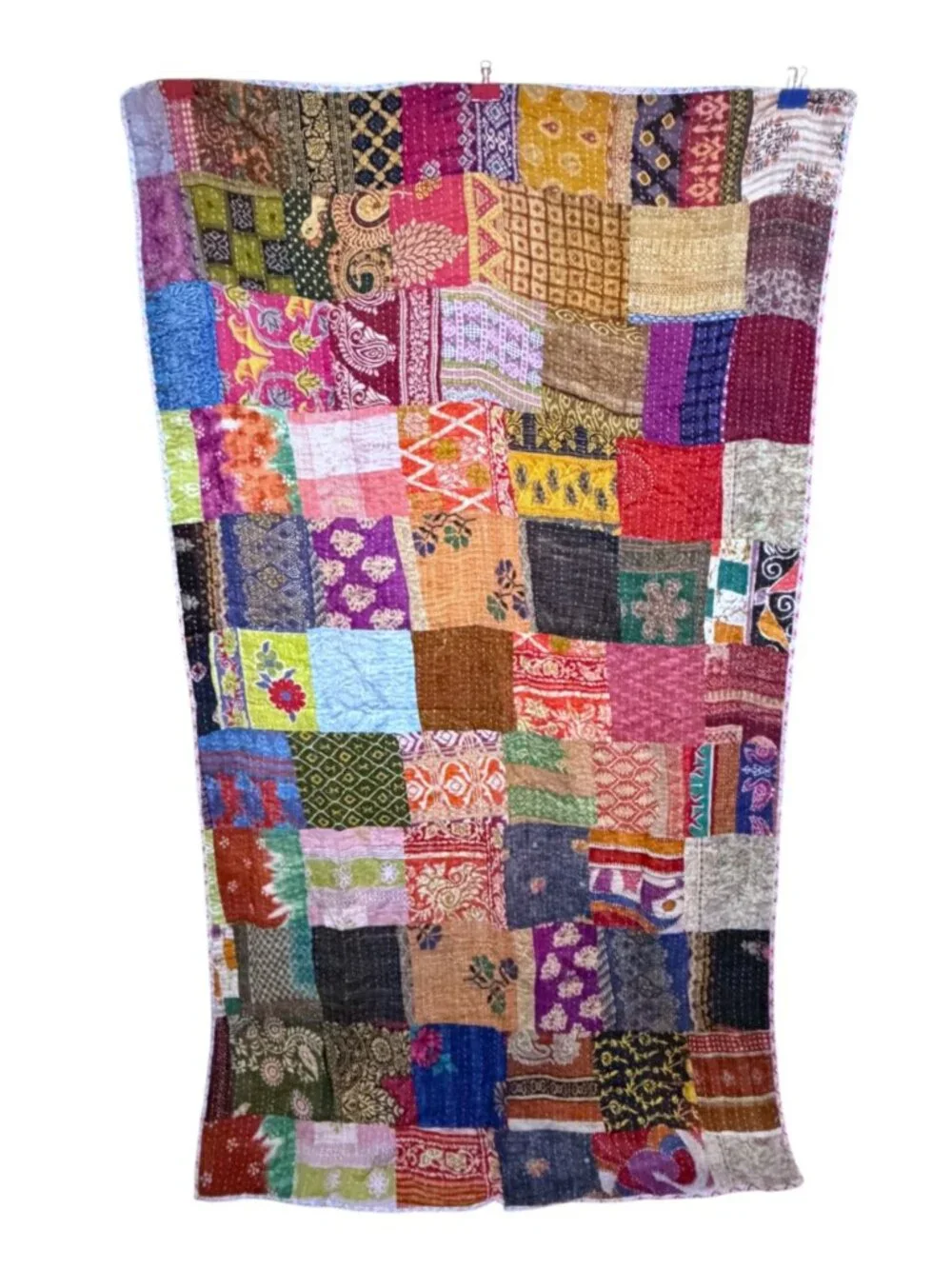 New Handmade Kantha Quilt Patchwork Recycled Upcycled Sari Fabric Reversible